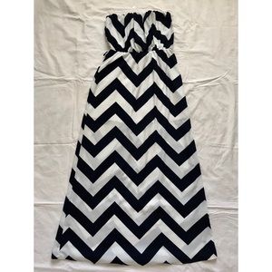 Navy and White Chevron Agaci Maxi Dress